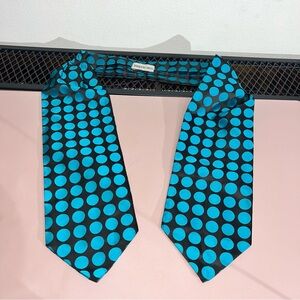 Vittorio Vico 80’s Rare‎ Blue Polka Dot Hand Made Polyester Men’s Neck Tie Scarf